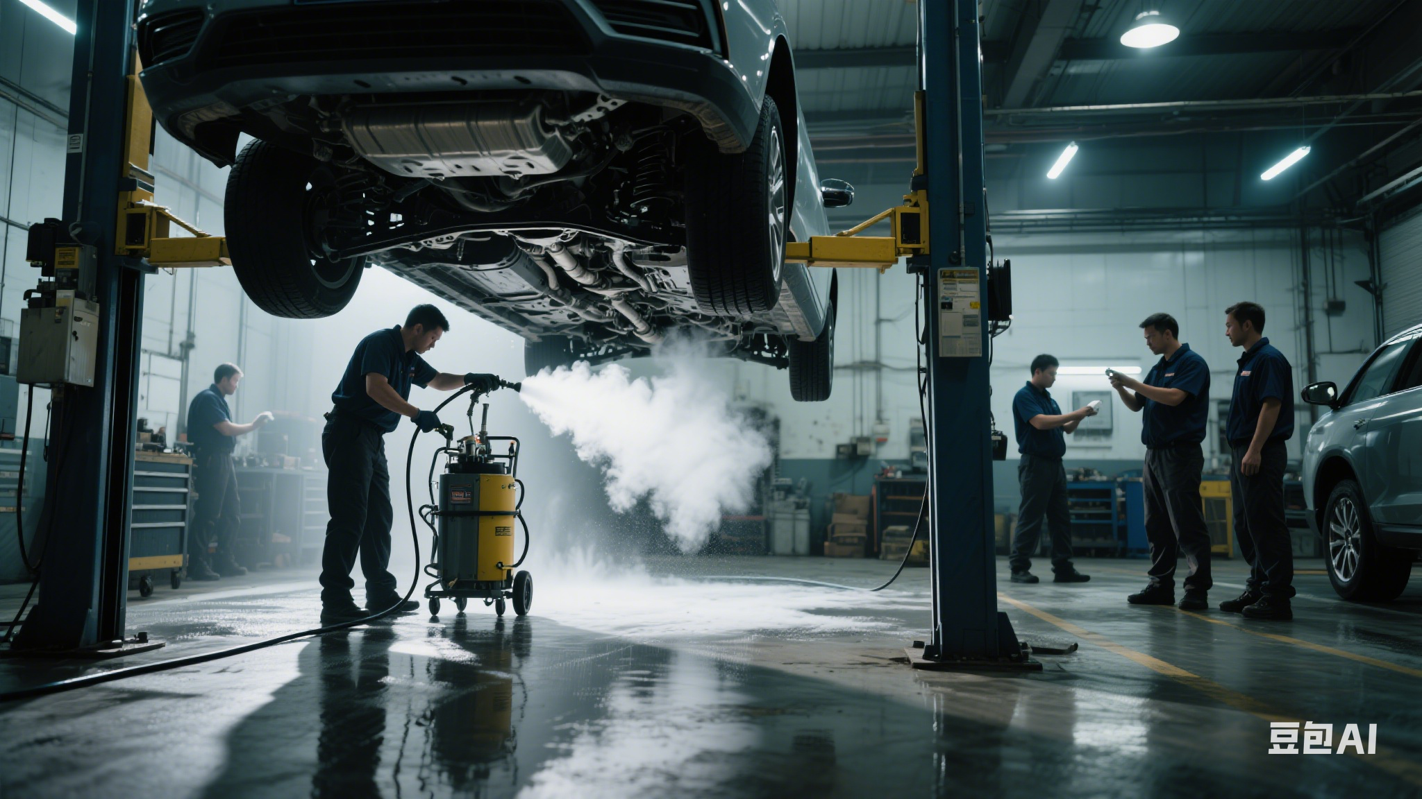 干冰清洗汽車底盤，積碳 